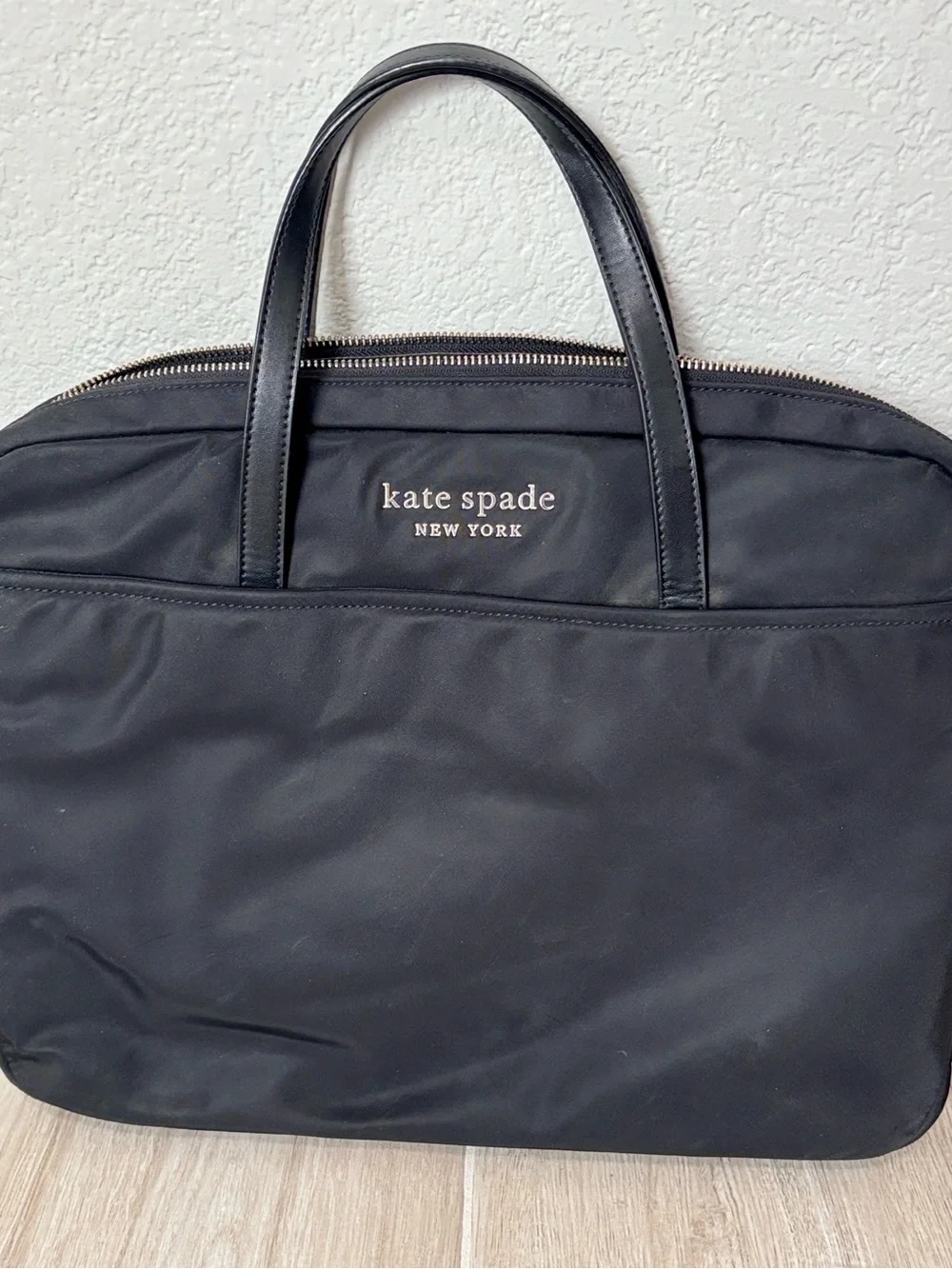 kate spade black nylon laptop tote with shoulder strap